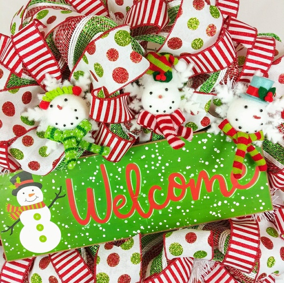 🎀SOLD🎀Snowman Christmas Welcome Wreath - Picture 2 of 6